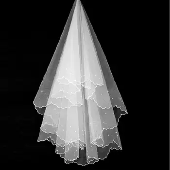 1,5 m Čipke Dolgo Nevesta Poročni Veil Poroko Gaza Belo Obleko za Nevesta Poroke, Poročni Dodatki