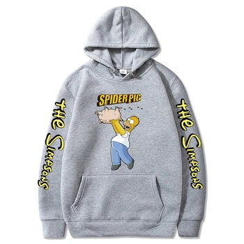 Moški pulover s kapuco Moda Tiskanje Simpson Majica Dolg Rokav Prašičev Hoodies Risanka Simpsons Unisex Hoodie