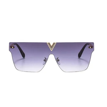 2020 Moda Luksuzne Blagovne Znamke Oblikovalec Prevelik Kvadratnih Sončna Očala Ženske Letnik Rimless Enem Kosu Objektiv Kovin V Okvir Sončna Očala