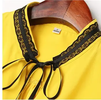 Nova moda rumeno bluzo ženske 2019 poletje zgornji polovici sleeve majica za office ženske formalnih oblačil blusas