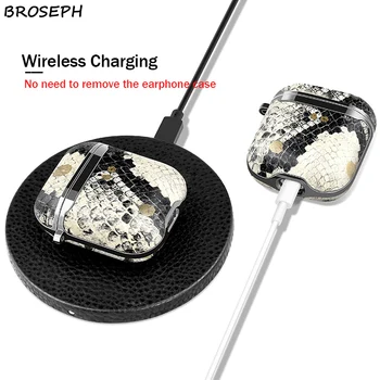 Luksuzni Kača Pravo Usnje Slušalke Primeru Za Airpods Pro Brezžične Bluetooth Slušalke Zaščitni Pokrov Za Airpods Prenosni Funda