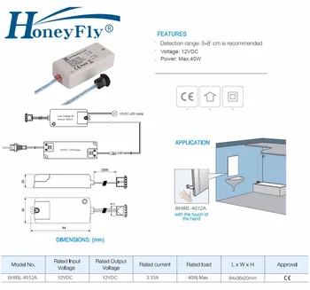 HoneyFly 2pcs NOVE LED DC12V IR Senzor za Vklop 40W Infrardeče Luči Stikalo Za LED Žarnice LED Trakovi Senzor Gibanja Roko Val 5-8 CM CE