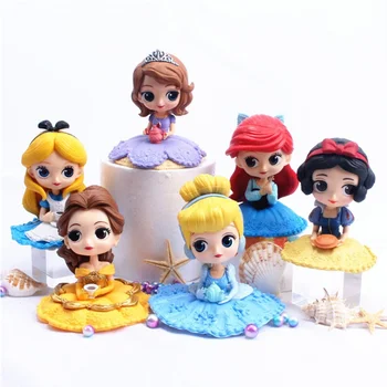 Disney Q različica velike oči je sedel držo tea cup princesa trdna pvc popoldanski čaj princess cake peko okraski okraski