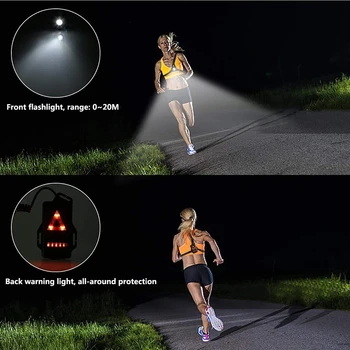 Šport na prostem, ki Teče LED Nočne Luči Opozorilne Luči USB Charge Prsih Svetilka Svetilka Za Kolesarjenje Kolo Svetlobe Nočni Tek