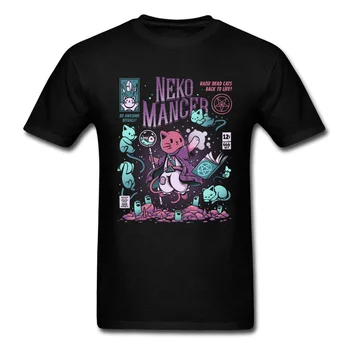 Nekomancer T-shirt Mrtve Mačke Nazaj V Življenje Majica s kratkimi rokavi Moški Pismo Tshirt Anime Tiskanja Tees Mens Bombaž Oblačila Japonsko Črno Vrhovi Kawaii