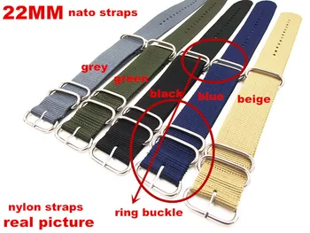 Obroč, sponke - Trgovina 10PCS/veliko Visoko kakovostnih 22 MM Najlon Watch band NATO nepremočljiva watch trak moda wach band - 5 barv