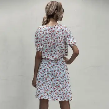Obleka Ženske Priložnostne Poletje Cvet Tiskanja Mini Obleke Letnik Black Cvetlični Opremljena Oblačila Bele 2020 Retro Oblačila Ženske Vsakdanje