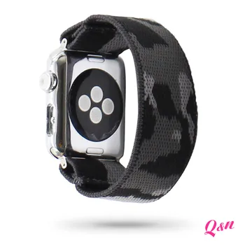 Šport Gledam Band Maskirnim tiskanja Apple Watch Bnad Visoke Kakovosti Elastičnega Najlon Pleten Trak 38/40 mm 42/44 mm Debelo