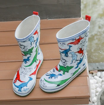 Otrok Gume Slip-dokazilo Rainshoes v Rainshoes Moda Risanka Fant Gume Čevlji Dinozaver Nepremočljiva Design Copate