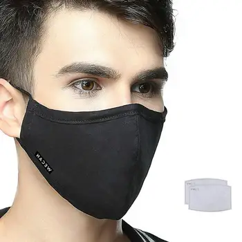 Korejski Slog Bombaž Črno Masko Usta Masko Proti PM2.5 Masko za Prah z 2pcs oglje, Filter za Masko Tkanine Maske