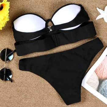 Kopalke Ženske Seksi Bikini Komplet Push-Up Oblazinjeni Kopalke Kopalne Trdna Plažo 2020 Biquini