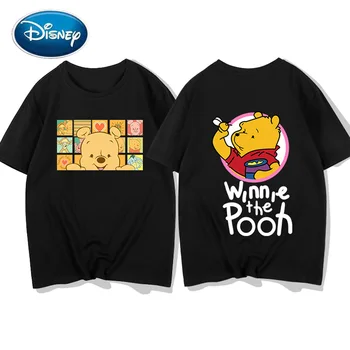Disney T-Shirt Elegantna Moda Winnie Pooh Bear Tiskanje O-Vratu Puloverju Kratek Rokav Tee Pari Unisex Ženske T-Shirt Top 5 Barv