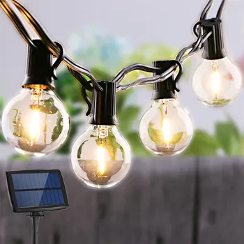 LED Niz Luči Sončne Energije Stekla Žarnice Električni Garland Retro Edison 25ft Razsvetljavo Niz Dežnik Luči za Vrt, Nepremočljiva