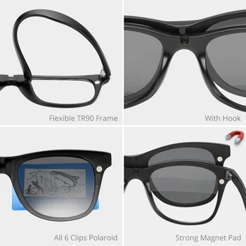 Ralferty Magnetni sončna Očala Ženske, Posnetek Na Sunglass Moških Polarizirana UV400 Visoke Kakovosti TR90 3D Nočno Vizijo Očala na Recept