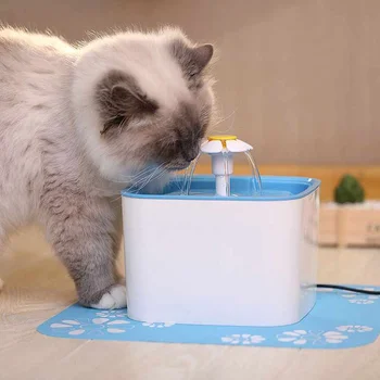 Do Leta 2020 Pet Vodnjak Za Mačke In Pse S Filter & Silikona, Mat Mačka Vodnjak Samodejno Pet Razpršilnik Vode, Modra