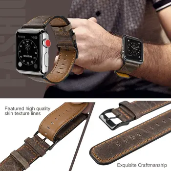 Retro Krava Usnjeni trak za Apple watch band 44 mm 40 mm iWatch 42mm 38 mm watchband pasu correa zapestnica za serijo 6 5 4 3 42 mm