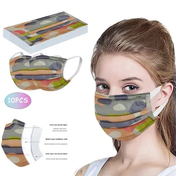 Za enkratno uporabo za Odrasle Unisex Zraka Čiščenje Obraza Masko Natisnjeni Beli Mehko Maske Za Odrasle 3-Layer Mask 10PCS Zaščitna Mascarillas