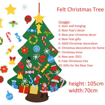 Otroci DIY Čutiti Božično Drevo in samolepilne Okraski Otroke Novo Leto, Darila za Božič 2021 Steni Visi Dekoracijo