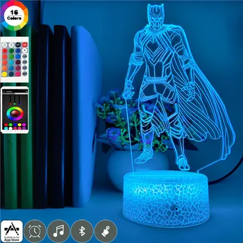Marvel LED Svetlobe 3D Hero Black Panther Slika LED Nočna Lučka Mutilcolor 3D Namizno Svetilko Model Igrače za Otroke Božična Darila