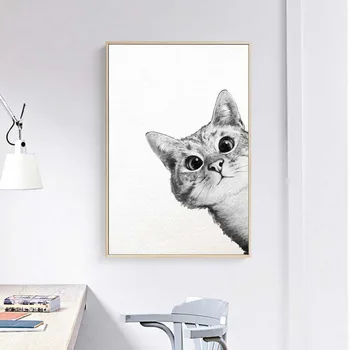 Povzetek Minimalističen Platno Slikarstvo Kawaii Risanke Mačka Živali Plakat Hd Tiskanja Steni Sliko Vrtec Otroci Spalnica Dekoracijo