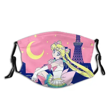 Sailor Moon Tokyo City Lights Večkratno Uporabo Masko Proti Meglica Dustproof Maske Z Filtri, Zaščitni Pokrov Respirator Usta Žarilna