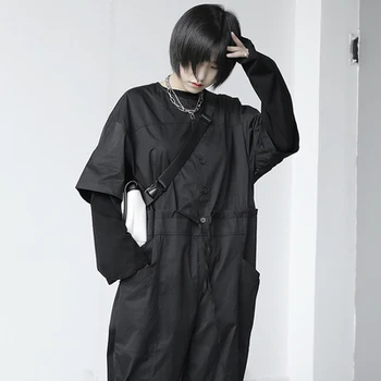 Japonski slog preprost delovne obleke, casual svoboden velikosti jumpsuit hlače, moške in ženske, Spomladi in jeseni