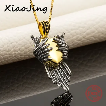 Xiaojing 925 Sterling Srebro, Zlato Barvo Srce Krili Obesek Verige Ogrlica Modni Nakit za Ženske, Darila Brezplačno Ladje 2020