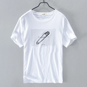 Vezenje šivanje risanka kratka sleeved perilo majica s kratkimi rokavi moški modni priložnostne belega t-shirt za moške udobno svoboden tshirt moški