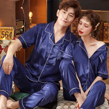 Mens Pižamo Set za Moške Svile Pijamas Meryl Saten Sleepwear za Moško Obleko Domov Oblačila Oblačila Pigama Pižame Nastavite Spanja Vrhovi