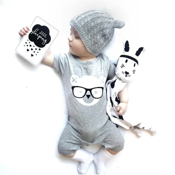 2020 modna oblačila za Malčke baby romper sivo kratek rokav risanka nosi enega kosa obleko Jumpsuit newborn baby boy, girl obleke