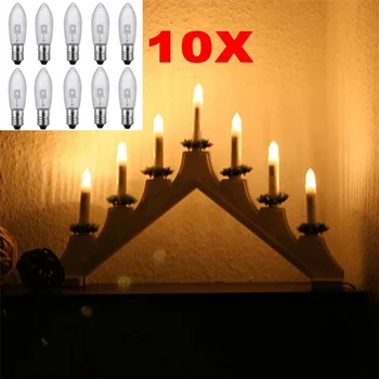 10 Pc/Paket E10 LED zamenjava žarnice vrhu sveče za Xmas fairy luči lučka 10V-55V AC Topla Bela, božični okraski debelo