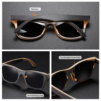 GM Naravnih Lesenih sončna Očala za Moške Polarizirana sončna Očala Celoten Okvir Les Odtenki Očala Ročno izdelan Za S6832