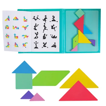 Besegad Lesena 3D Magnetno Sestavljanke Jigsaw Tangram Razmišljanje, Risanje, Igre za Otroke Montessori Zgodnjega Učenja Izobraževalne Igrače