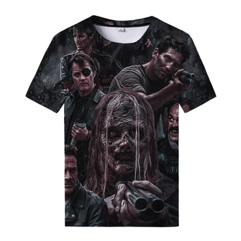 Novi The Walking Dead 3D Natisnjeni T-shirt Kul Horror T-shirt Moški in Ženske Priložnostne Krog Vratu T-shirt Športnih T-majice