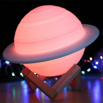 USB 3D Luna Nočna Lučka za Daljinsko upravljanje Pisane LED Spalnica Postelji Saturn Svetlobe Doma Dekor Valentinovo Darilo za Punco