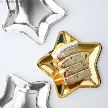 10pcs Božič Zlata srebrna zvezda Razpoložljivi set posode za enkratno uporabo papir, tablice za poroko, rojstni dan dekoracijo stranka supplie