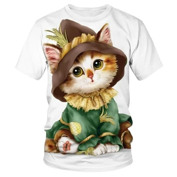 Vroče Prodajajo 3D tiskanih Žival lisica Mačko Ženske T srajce Poletje Dekleta Visoke Kakovosti Srčkan barvo Priložnostne kratkimi Rokavi Ženske Moški Tshirts