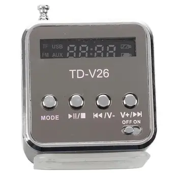 TD-V26 Prenosni Mini Zvočnik z Digitalno in Micro SD / TF / USB / FM - Črna