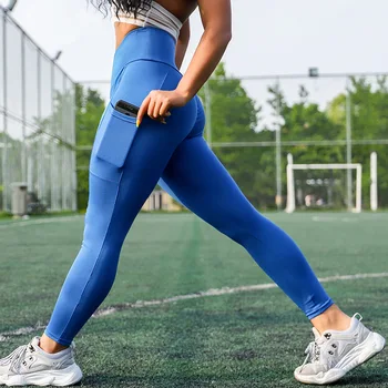Fitnes Ženske Dokolenke Push Up Yog Hlače Šport Vaja Jeggings Ženske Žep Brezhibno Leggins Visoko Elastična Legging 2021