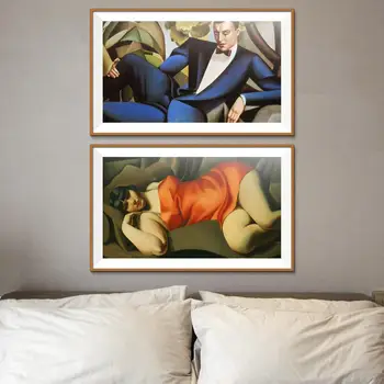 Tamara De Lempicka Slika Slikarstvo Povzetek print Oljna slika, Spray brez okvirjev Platnu brez okvirja na steno hologramsko sliko