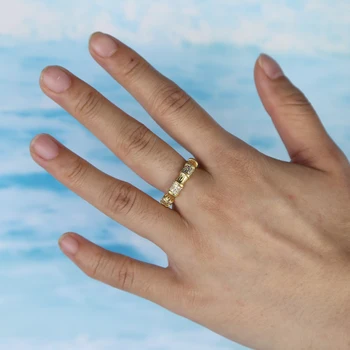 Cz bambusa večnost band ring Zlato, ki je Napolnjena letnik Sodobne Ženske zlaganje prst prstan NAS velikosti 6 7 8