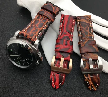 Kakovost blagovne znamke rock zrno resnično Pravega usnja Watchband 24 mm Watch Band Za Panerai trak za PAM111/386/441 Sponke 44m orodja