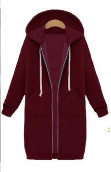 Jesenski Zimski Plašč Ženske 2020 Priložnostne Dolgo Zadrgo Hooded Jakna S Kapuco Majica Letnik Plus Velikost Outwear Plašč Zip Midi Plašč