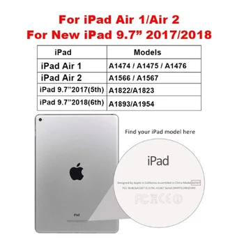 Ohišje Za iPad Zraka, Projekcijska Stojala Ohišje Za ipad 5 6 2017 2018 PU usnje Celotno Ohišje Za ipad zraka 2 Smart Cover Za iPad Zrak 1 Primerih