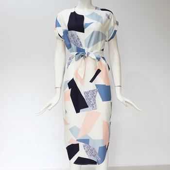 HiloRill 2020 Poletje Oblačenja Žensk Priložnostne Proti-vrat Geometrijske Tiskanja Plaža Obleko Eleganten Stranka Obleke, Ženski Sundress Vestidos Oblačilih