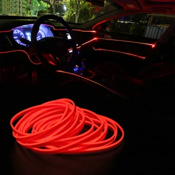 FORAUTO 5 Metrov Avto Notranje luči Auto LED Trak EL Žičnih Vrvi Auto Vzdušje Dekorativne Svetilke Prilagodljiv Neon Luči DIY