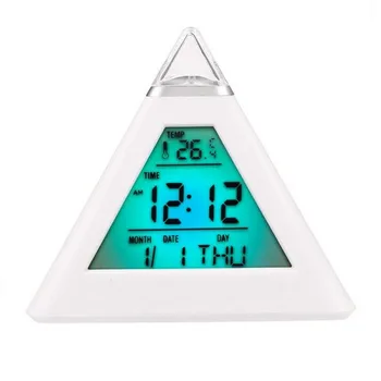 Trikotnik LED Digitalna Budilka 7 Barvo Koledarja Temperatura Čas Teden Zaslon Desk Tabela Alarm Ure za Domače Soba Dekoracijo