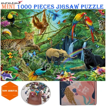 MOMEMO Jungle Živali Sestavljanke, Uganke z Leseno 1000 Kosov Sestavljanke Igrače Smešno Živali Slike Sestavljanjem Ugank za Odrasle, Otroci Igrače
