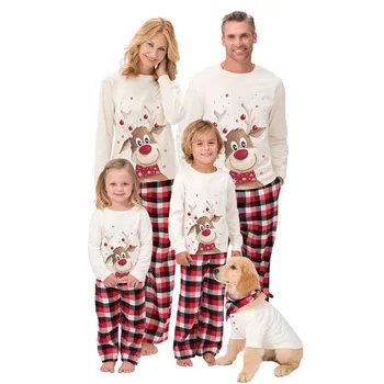 Družina Ujemanja Obleke Božič Pižamo Nastavite BOŽIČ PJs Odrasli Otroci Srčkan Stranka More Pižame Risanka Jelena Sleepwear
