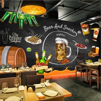 Evropski in Ameriški Stil Piva Kuhinje Tablo Ozadju Zidana Ozadje 3D Restavracija, Bar Industrijske Dekor Stene Papirja 3D
